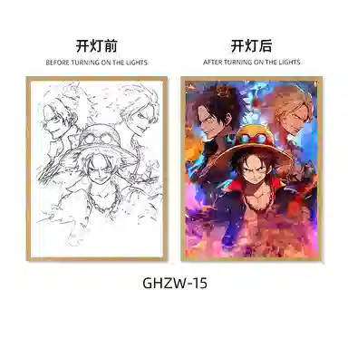 欧洛伊 动漫灯光画路飞索隆小夜灯 成品模型