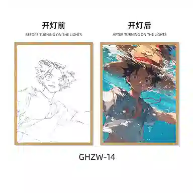 欧洛伊 动漫灯光画路飞索隆小夜灯 成品模型