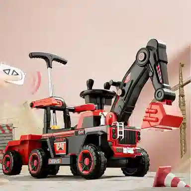 欧洛伊 电动挖机挖土 大号工程车带拖斗 四轮沙滩车 可坐人 遥控玩具