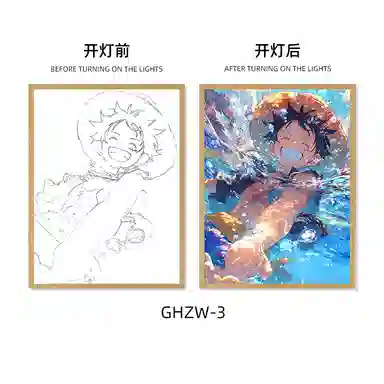 欧洛伊 动漫灯光画路飞索隆小夜灯 成品模型