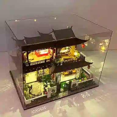 欧洛伊 创意古风建筑 西溪花间小屋 拼装模型