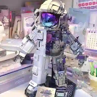 欧洛伊 国风半身机械宇航员 酷炫设计 创意拼搭 多处可活动关节 配底座 拼装模型