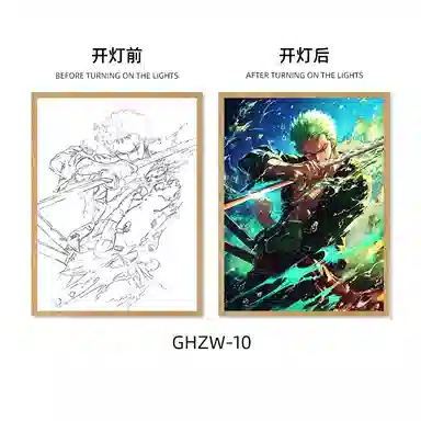 欧洛伊 动漫灯光画路飞索隆小夜灯 成品模型