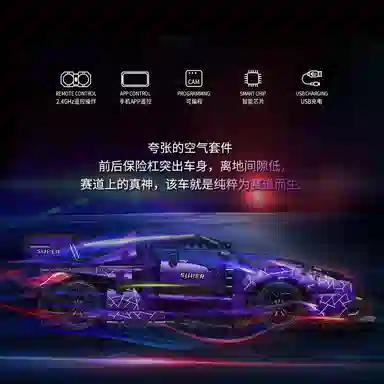 欧洛伊 塞纳紫色成人高难度拼装积木跑车 遥控玩具