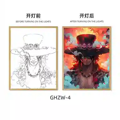 欧洛伊 动漫灯光画路飞索隆小夜灯 成品模型