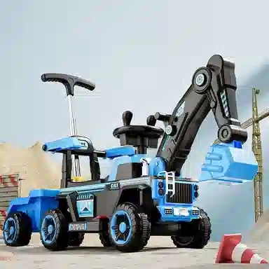 欧洛伊 电动挖机挖土 大号工程车带拖斗 四轮沙滩车 可坐人 遥控玩具