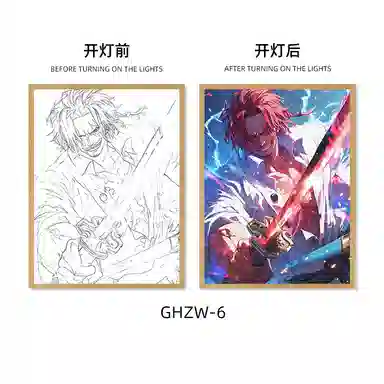 欧洛伊 动漫灯光画路飞索隆小夜灯 成品模型