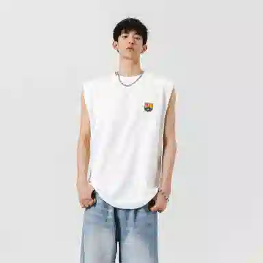 巴塞罗那足球俱乐部 运动户外简约纯色经典基础款吸汗透气冰丝速干百搭跑步健身宽松圆领无袖背心 男女同款