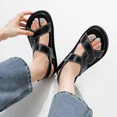 老喵 二层牛皮 时尚潮流 沙滩凉鞋 女款