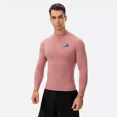 范索米 趣味板鞋长袖半拉链毛绒高弹紧身骑行跑步运动塑身健身衣 男款