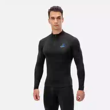 范索米 趣味板鞋长袖半拉链毛绒高弹紧身骑行跑步运动塑身健身衣 男款