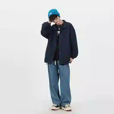 布客行 美式简约户外基础款无性别主义学院风纯色宽松休闲透气百搭立领夹克 男女同款