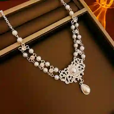 尚仟伊 复古法式宫廷风精致优雅小众设计高级感 气质轻奢闪耀水滴锁骨链 锆石 项链 女款