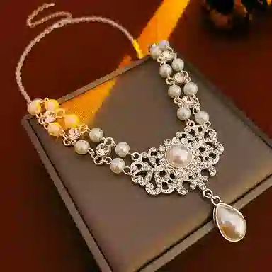 尚仟伊 复古法式宫廷风精致优雅小众设计高级感 气质轻奢闪耀水滴锁骨链 锆石 项链 女款