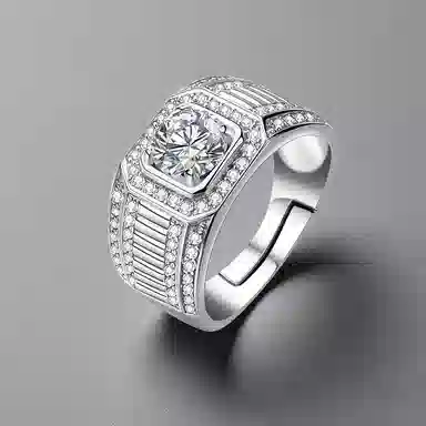 【爆闪1克拉】 尚仟伊 经典款闪耀满钻气质轻奢百搭 莫桑钻 戒指 男款