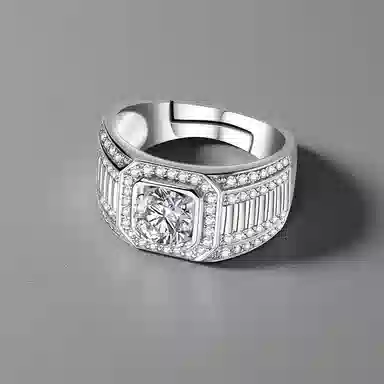 【爆闪1克拉】 尚仟伊 经典款闪耀满钻气质轻奢百搭 莫桑钻 戒指 男款