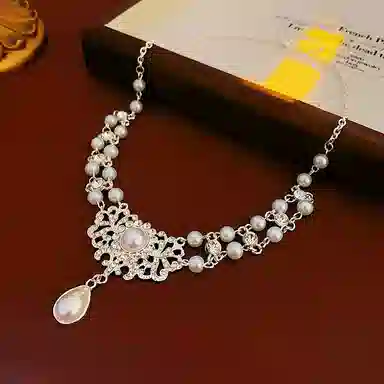 尚仟伊 复古法式宫廷风精致优雅小众设计高级感 气质轻奢闪耀水滴锁骨链 锆石 项链 女款