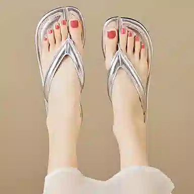 比比我 外穿小众夹脚分趾 橡胶底 防滑人字拖鞋 女