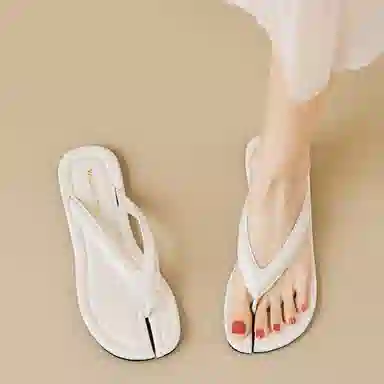 比比我 外穿小众夹脚分趾 橡胶底 防滑人字拖鞋 女