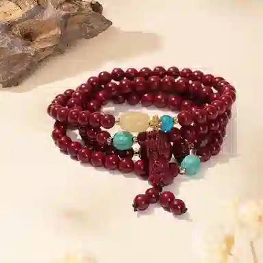 【消除108种烦恼】 琉堇 招财纳福吞金兽文玩手饰 国风新年送礼瑞兽貔貅招财进宝佛珠链 新年送礼#好运 朱砂 玉石手串 男女同款情侣款