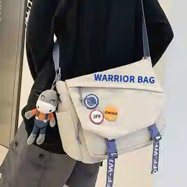 Warrior Nylon Messenger Bag White/Black