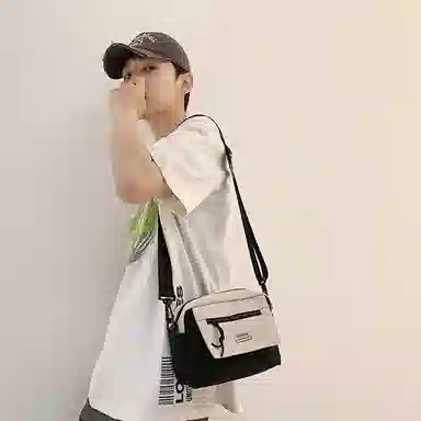 Warrior Nylon Crossbody Bag Black White