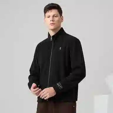 与狼共舞 简约时尚开襟百搭潮流卫衣 男款 黑色