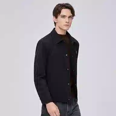 与狼共舞 时尚百搭保暖加绒轻商务日常通勤舒适夹克外套 男款 黑色