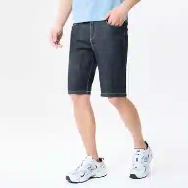 与狼共舞 潮流时尚百搭休闲舒适轻薄透气吸汗牛仔短裤 男款