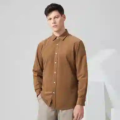 与狼共舞 潮流时尚百搭灯芯绒复古学院成熟风舒适宽松长袖衬衫 男款