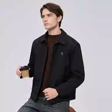 与狼共舞 时尚百搭保暖加绒轻商务日常通勤舒适夹克外套 男款 黑色