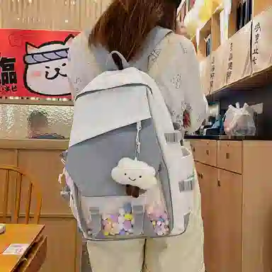 尊梵 日系休闲简约日常上课通勤时尚百搭 尼龙 双肩包 女款 黑色/粉色/紫色/绿色/蓝色