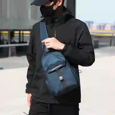 尊梵 时尚骑行小背包休闲 尼龙 单肩斜挎包胸包 男女同款情侣款 黑色/蓝色/灰色