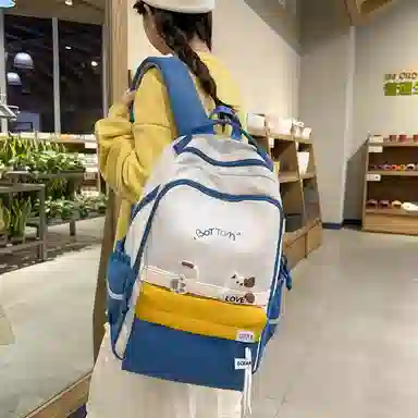 尊梵 初中高中学生大容量拉链休闲电脑包尼龙双肩包 女款 多色