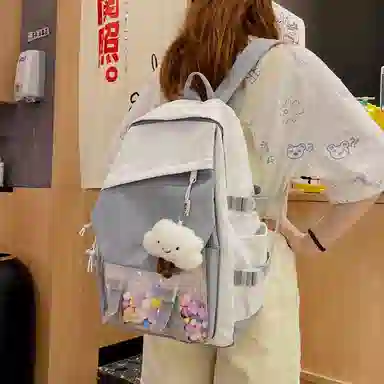 尊梵 日系休闲简约日常上课通勤时尚百搭 尼龙 双肩包 女款 黑色/粉色/紫色/绿色/蓝色