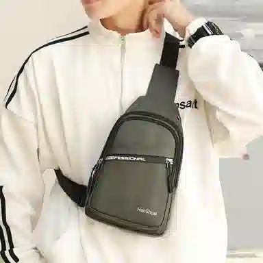 尊梵 百搭休闲收纳 尼龙 胸包 常规 男款 黑色/军绿色/灰色/卡其色/深蓝色