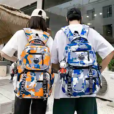 尊梵 通勤日常街头潮流小清新拉链开合时尚 尼龙 双肩包 男女同款情侣款 灰色/黑色/黄色/蓝色/深蓝