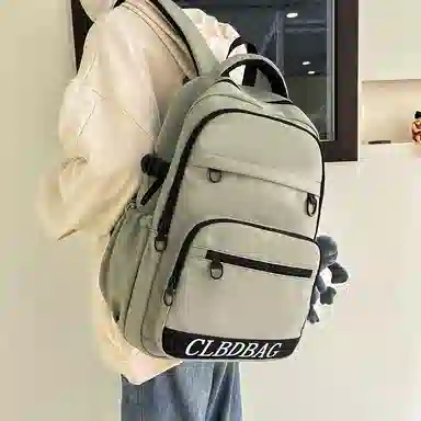 尊梵 日系休闲简约中性风时尚日常上课通勤百搭 尼龙 双肩包 白色/灰色/黑色/绿色