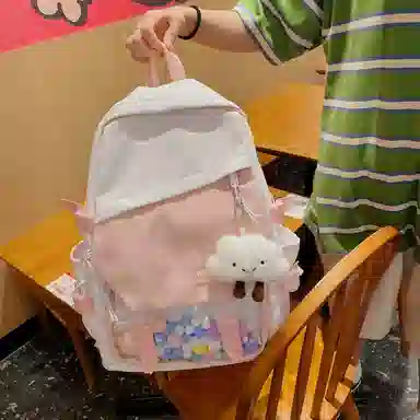 尊梵 日系休闲简约日常上课通勤时尚百搭 尼龙 双肩包 女款 黑色/粉色/紫色/绿色/蓝色