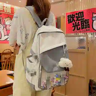 尊梵 日系休闲简约日常上课通勤时尚百搭 尼龙 双肩包 女款 黑色/粉色/紫色/绿色/蓝色