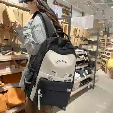 尊梵 初中高中学生大容量拉链休闲电脑包尼龙双肩包 女款 多色