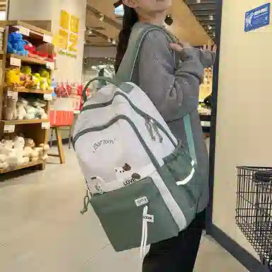 尊梵 初中高中学生大容量拉链休闲电脑包尼龙双肩包 女款 多色