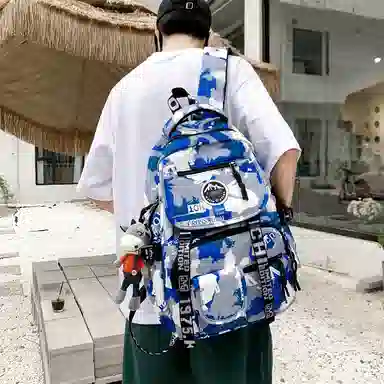 尊梵 通勤日常街头潮流小清新拉链开合时尚 尼龙 双肩包 男女同款情侣款 灰色/黑色/黄色/蓝色/深蓝