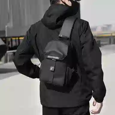 尊梵 时尚骑行小背包休闲 尼龙 单肩斜挎包胸包 男女同款情侣款 黑色/蓝色/灰色