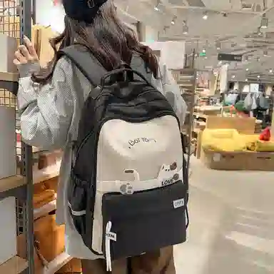 尊梵 初中高中学生大容量拉链休闲电脑包尼龙双肩包 女款 多色