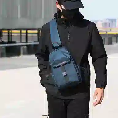 尊梵 时尚骑行小背包休闲 尼龙 单肩斜挎包胸包 男女同款情侣款 黑色/蓝色/灰色