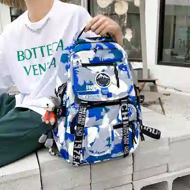 尊梵 通勤日常街头潮流小清新拉链开合时尚 尼龙 双肩包 男女同款情侣款 灰色/黑色/黄色/蓝色/深蓝