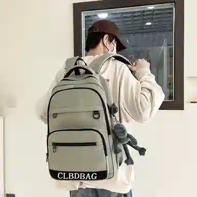 尊梵 日系休闲简约中性风时尚日常上课通勤百搭 尼龙 双肩包 白色/灰色/黑色/绿色