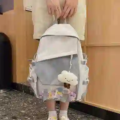 尊梵 日系休闲简约日常上课通勤时尚百搭 尼龙 双肩包 女款 黑色/粉色/紫色/绿色/蓝色