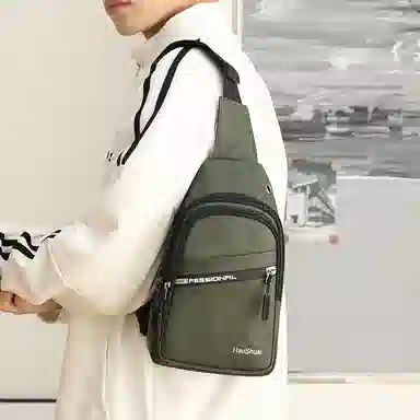 尊梵 百搭休闲收纳 尼龙 胸包 常规 男款 黑色/军绿色/灰色/卡其色/深蓝色